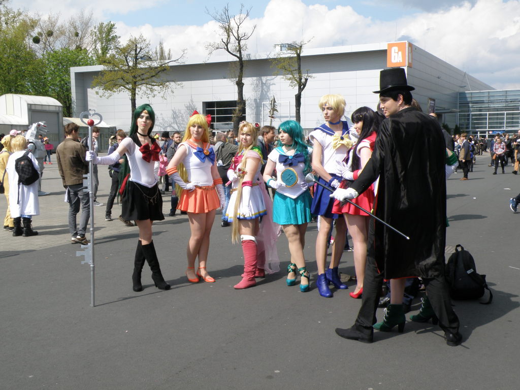 Cosplayers in front of 6A building